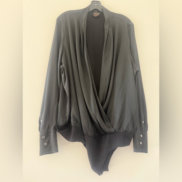 Ashley Graham X Marina Rinaldi Bambola Blouson Wrap Bodysuit Silk Blend Sz 22 - Picture 1 of 4